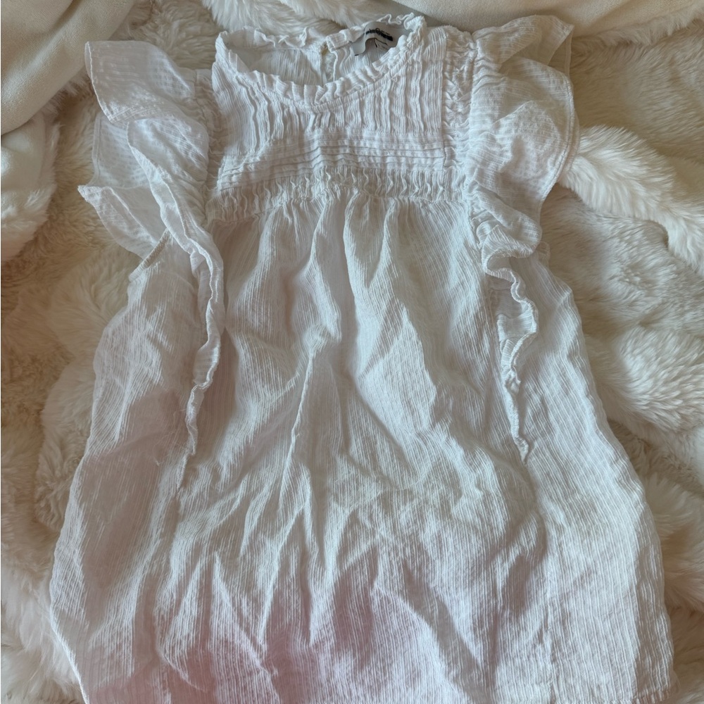 LOFT White Ruffle Sleeve Blouse